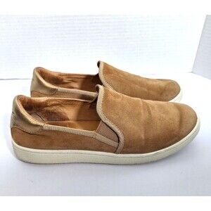 UGG Cas Slip On Leather Suede Sneakers Women's Sz 9.5 Brown Tan Comfort Casual